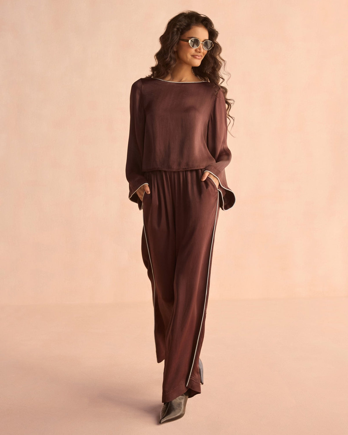 Efie Pant SOLID GANACHE - Sai Anvesh Craft