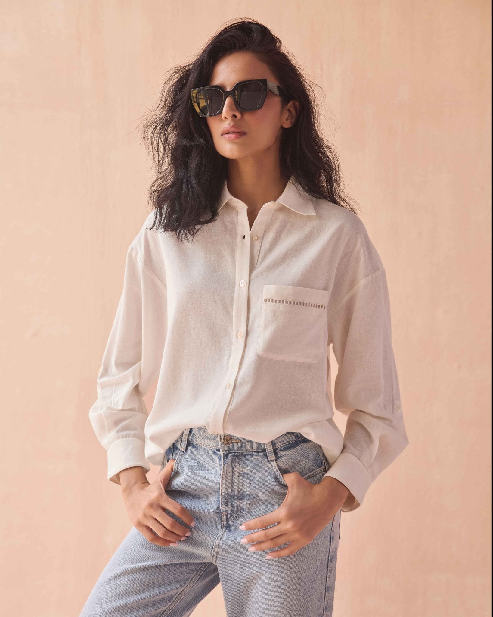 Elisabetta Blouse SOLID PRISTINE - Omika