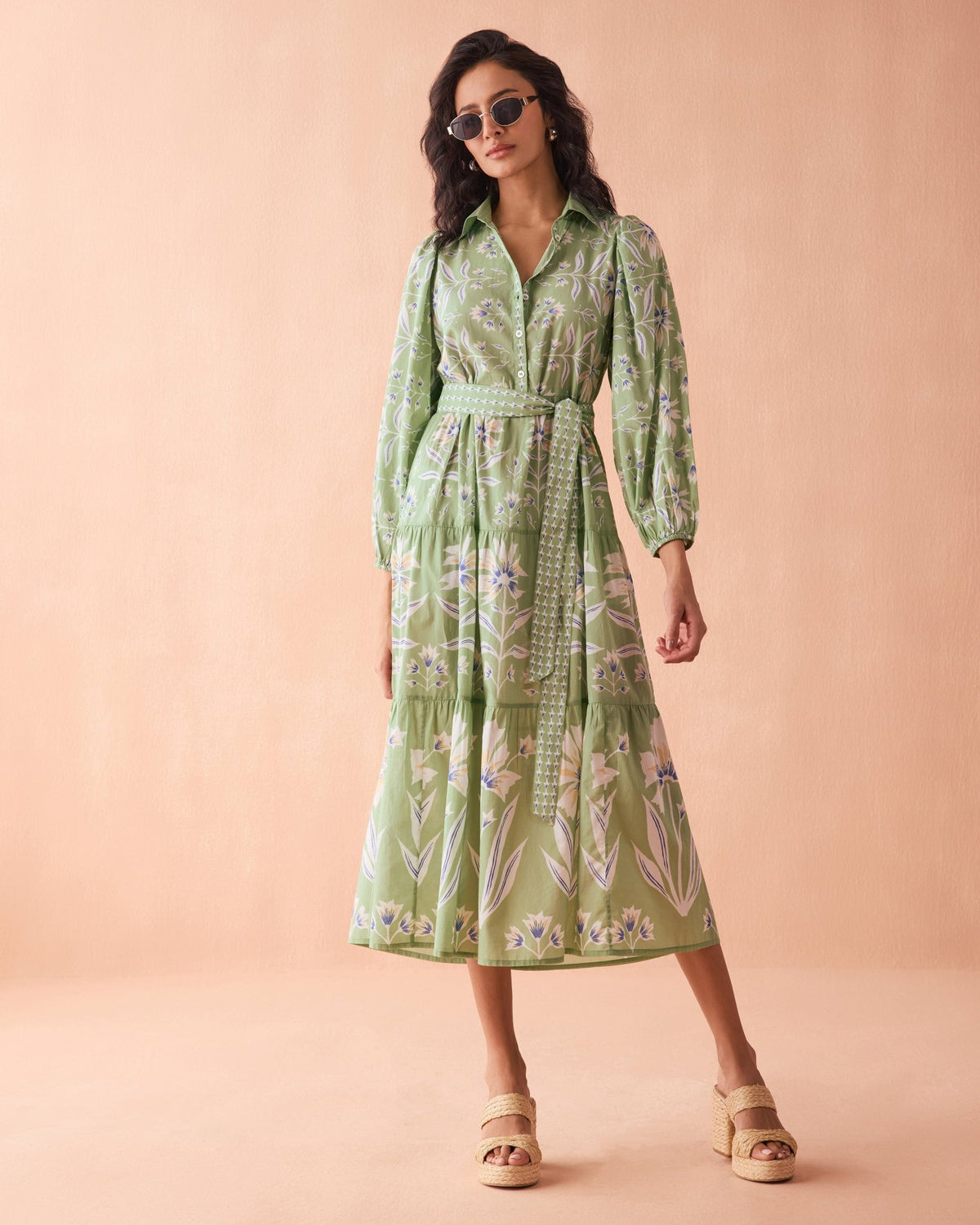 emery maxi dress MACIE MATCHA / S LARGE (waist to floor):110 cm a flattering empire bodice 90s Style Refined Homecoming evening top