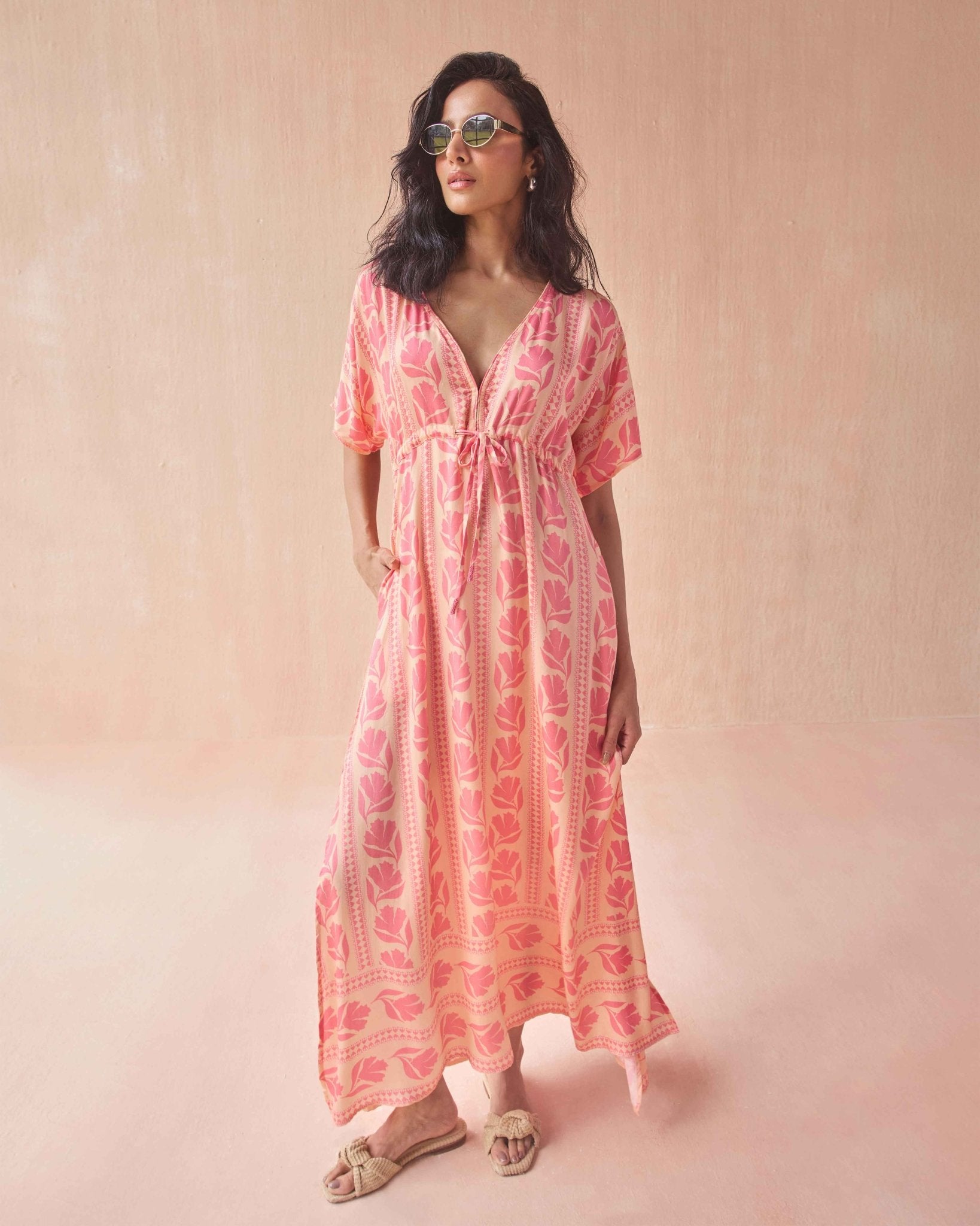 Pia Caftan LARA FLAMINGO - Sai Anvesh Craft