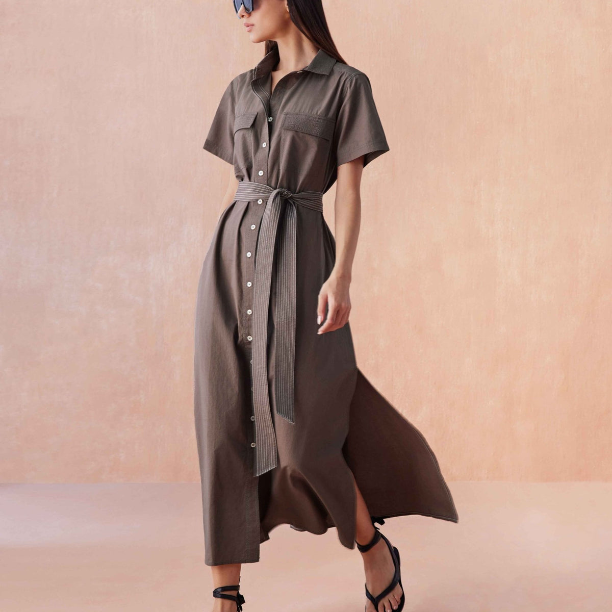 amira midi dress Women's Amira Midi Dress | Solid FAWN
