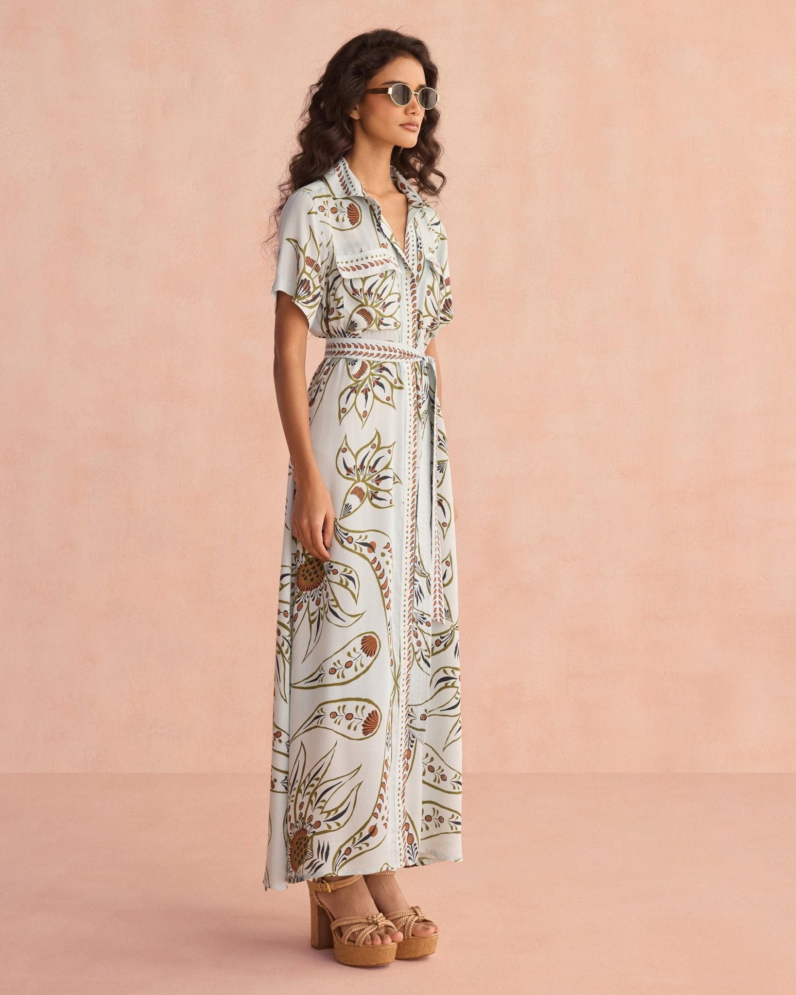 Amira Shirt Dress DIYA POWDER - Sai Anvesh Craft