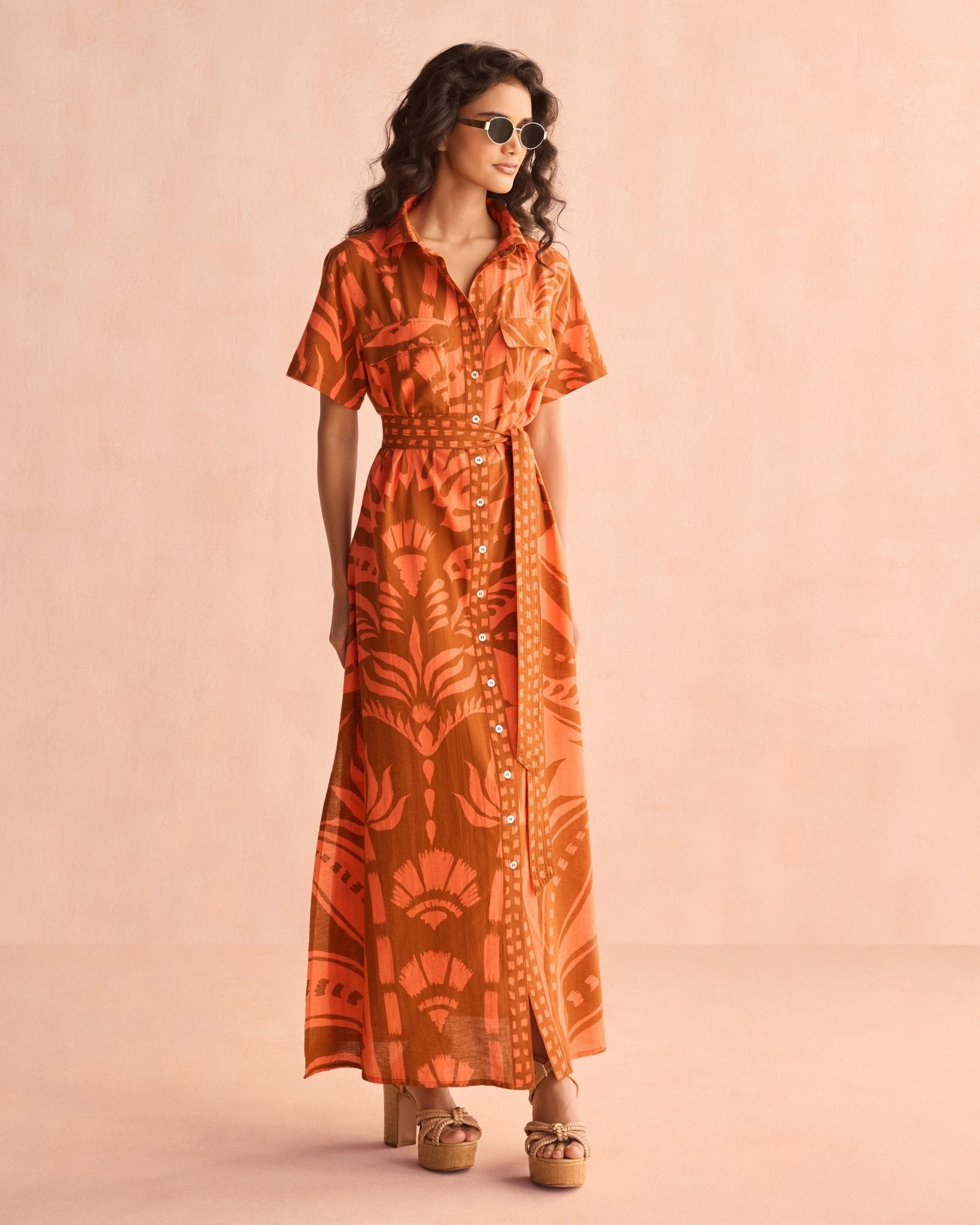 Amira Shirt Dress NAIA TERRACOTTA - Sai Anvesh Craft