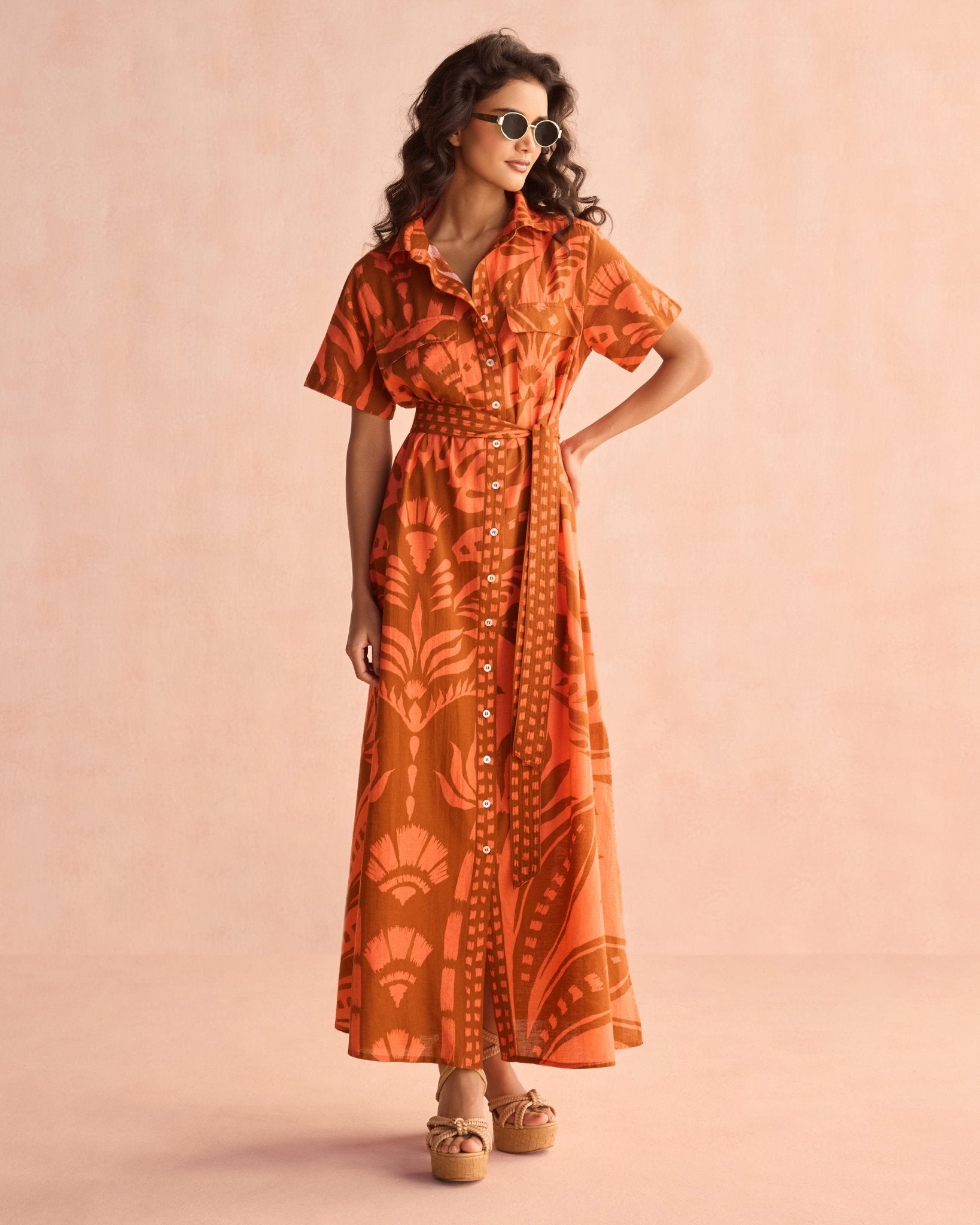 Amira Shirt Dress NAIA TERRACOTTA - Sai Anvesh Craft