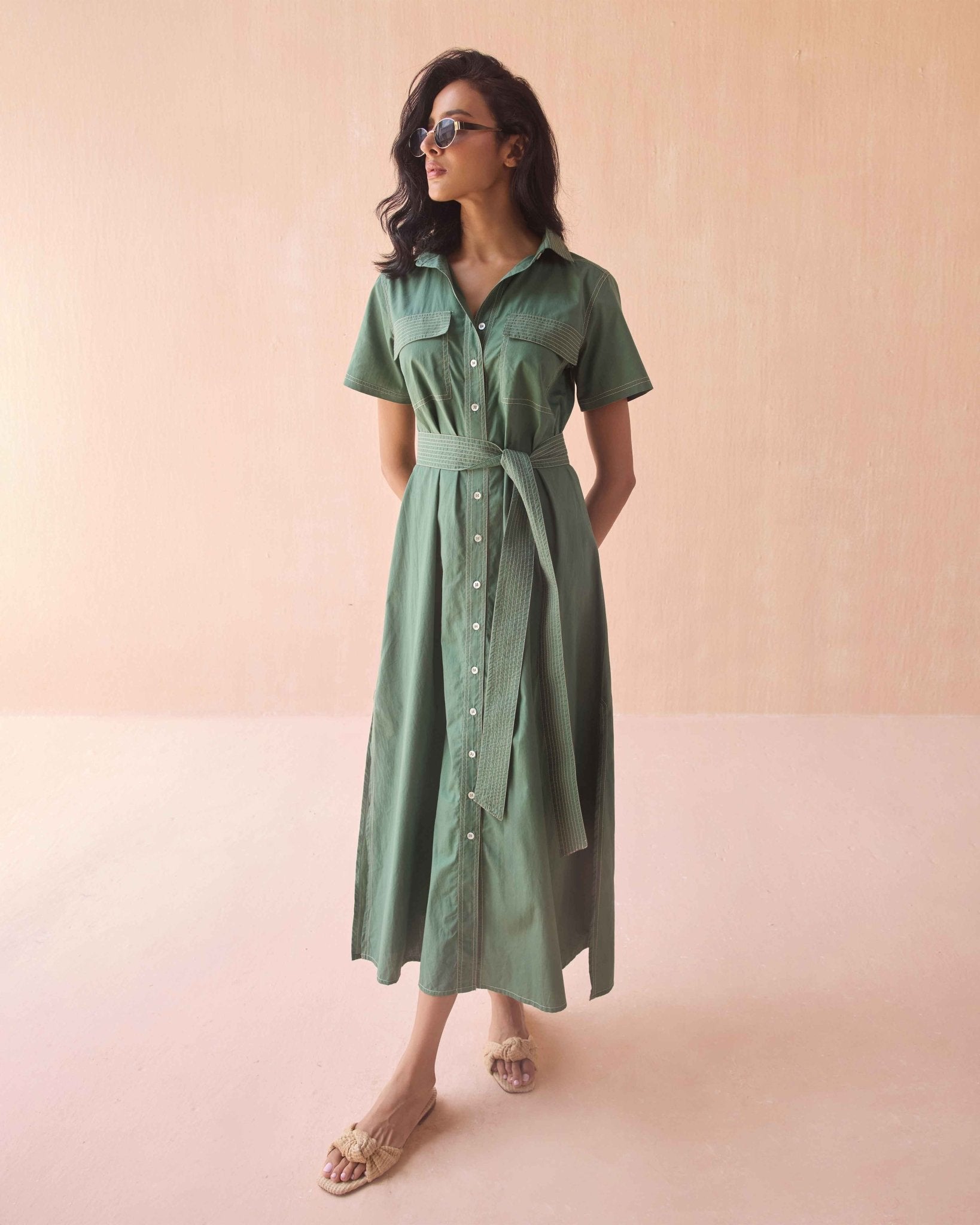 Amira Shirtdress SOLID PALM - INDOSPANISH MARKETING SERVICES
