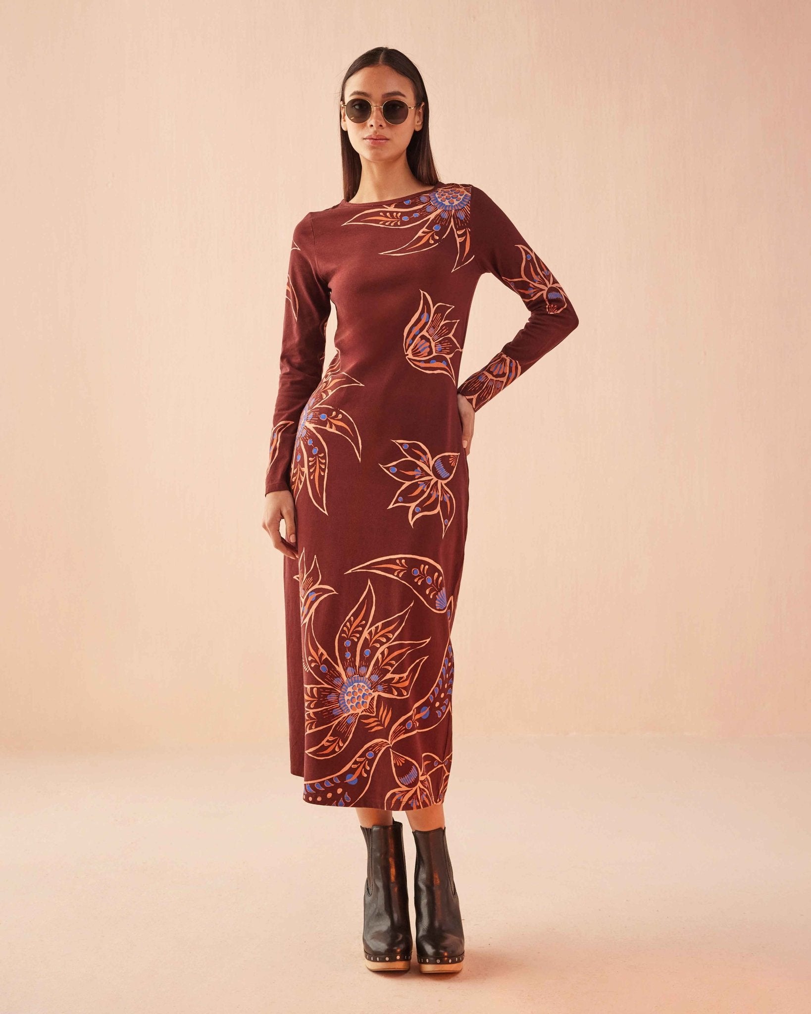 Delaney Dress ELIZA ESPRESSO - FYBEX LIFESTYLE PVT LTD