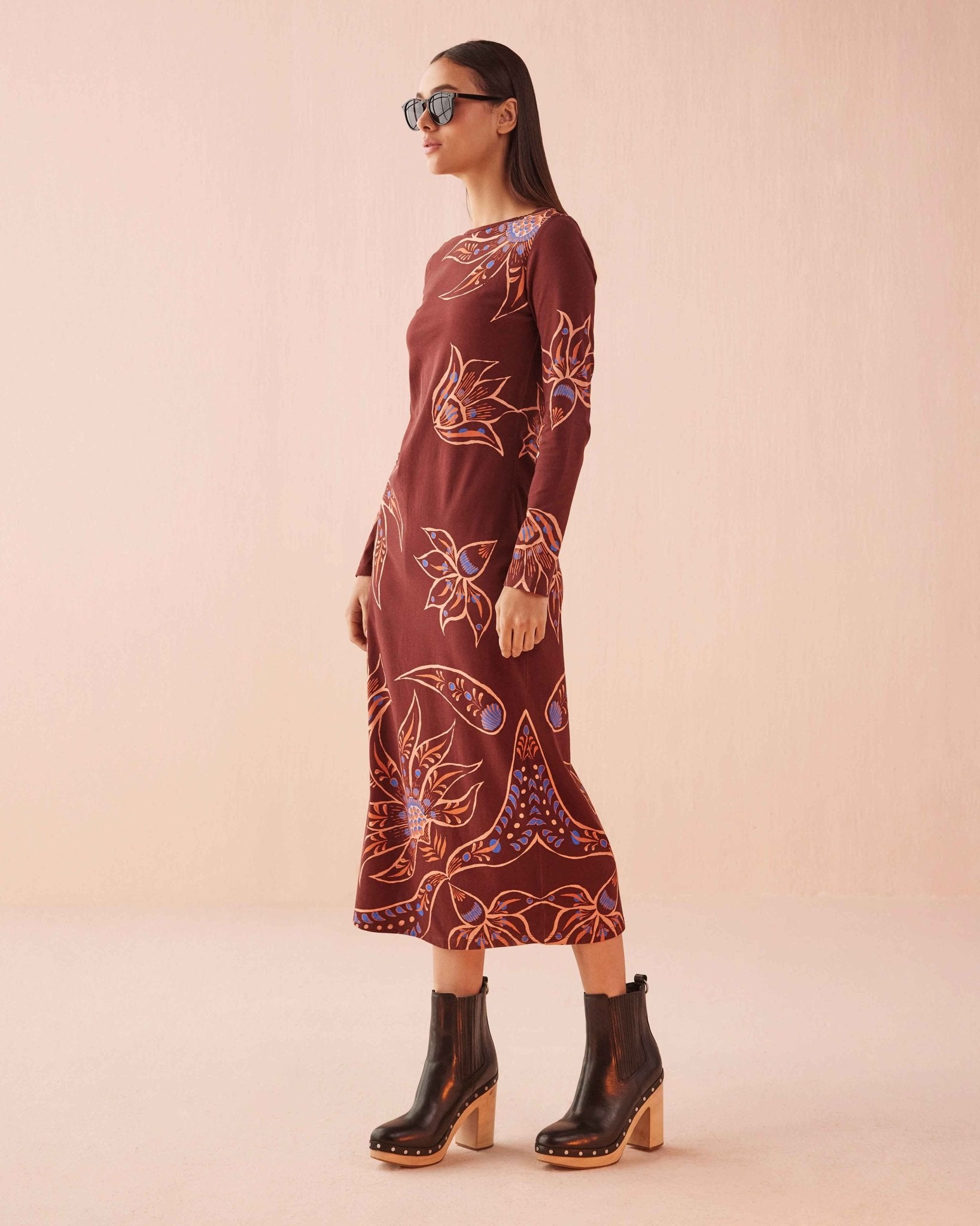 Delaney Dress ELIZA ESPRESSO - FYBEX LIFESTYLE PVT LTD