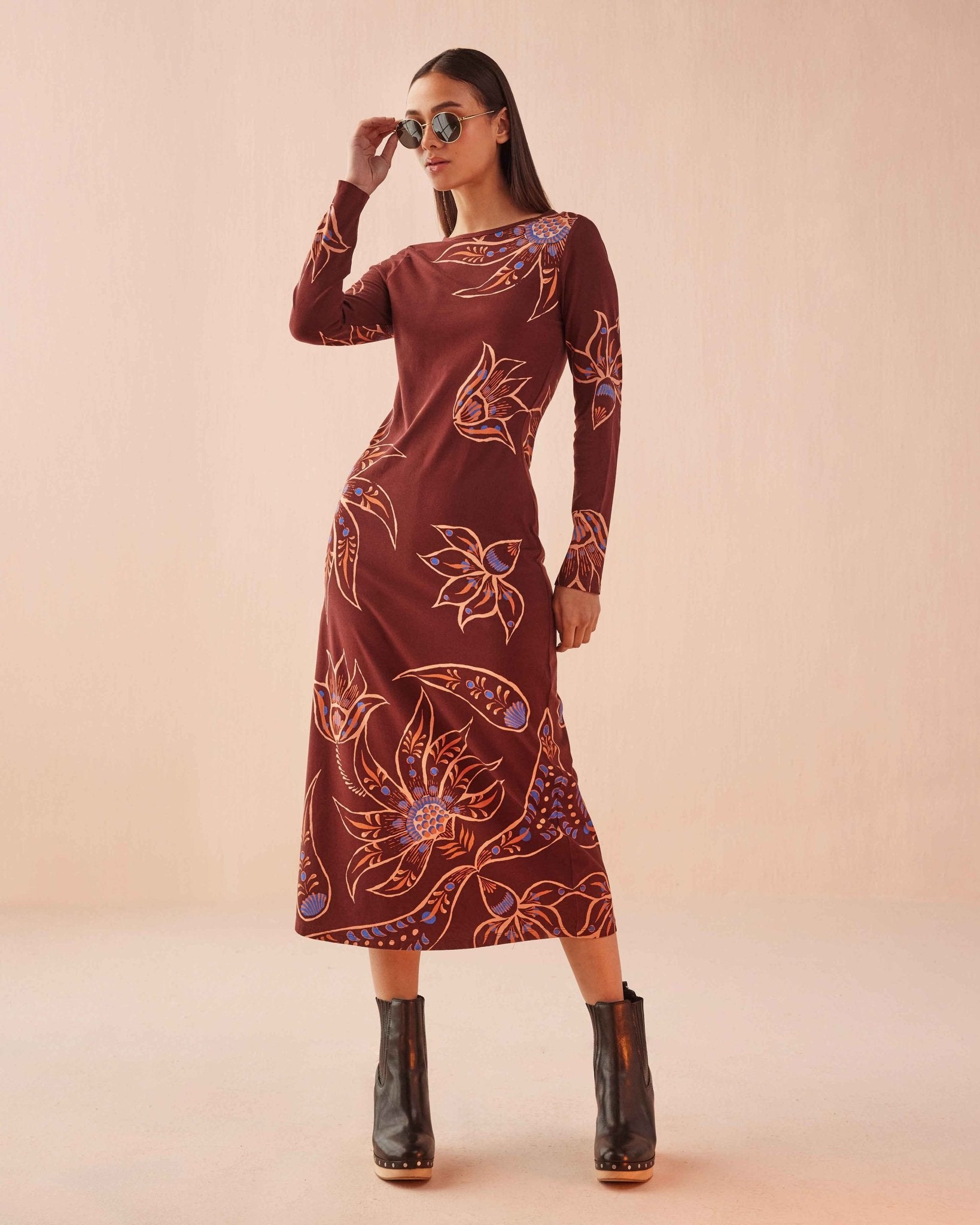 Delaney Dress ELIZA ESPRESSO - FYBEX LIFESTYLE PVT LTD