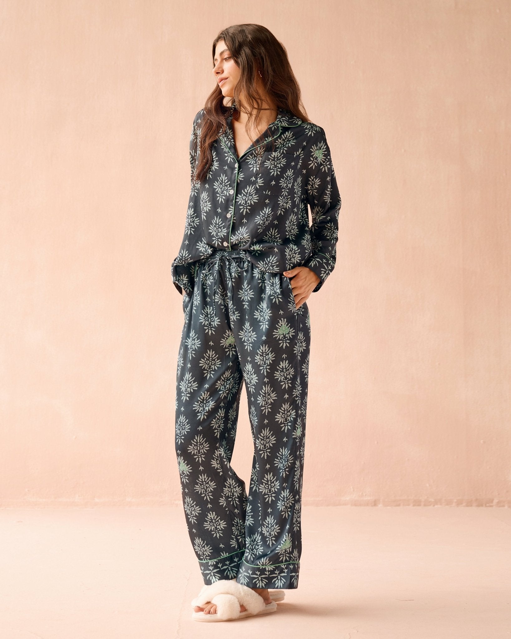 Long Sleeve PJ Pant Set GOA LOTUS INK - Omika