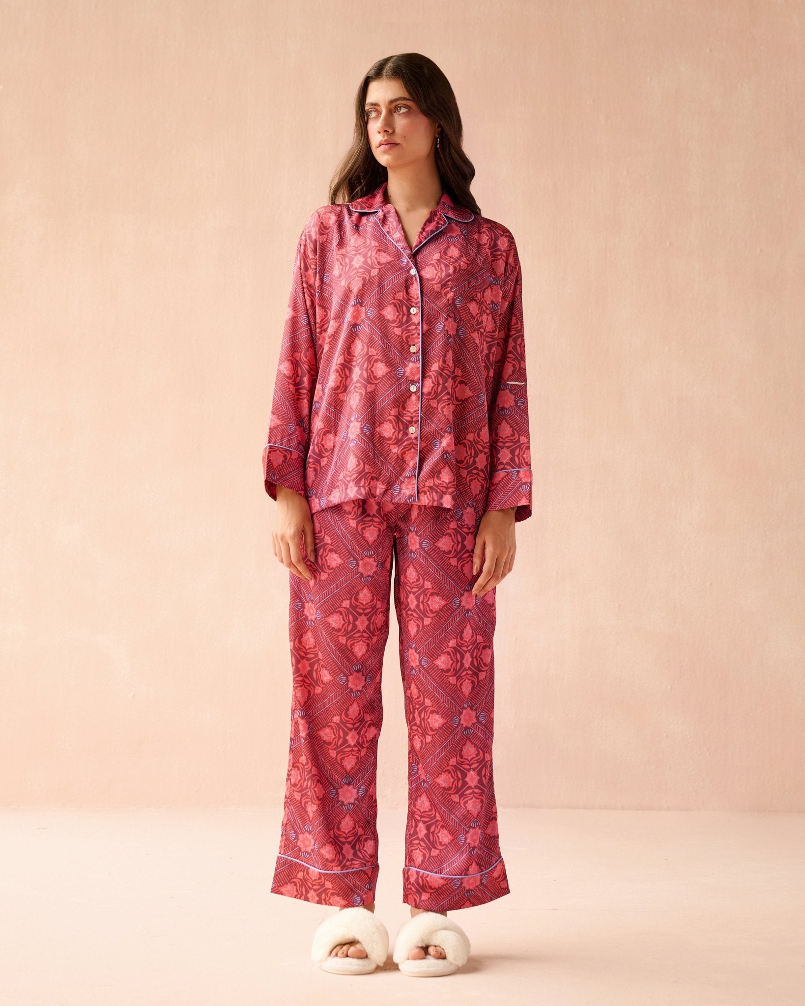 Long Sleeve PJ Pants Set ADDISON POMEGRANATE - Omika