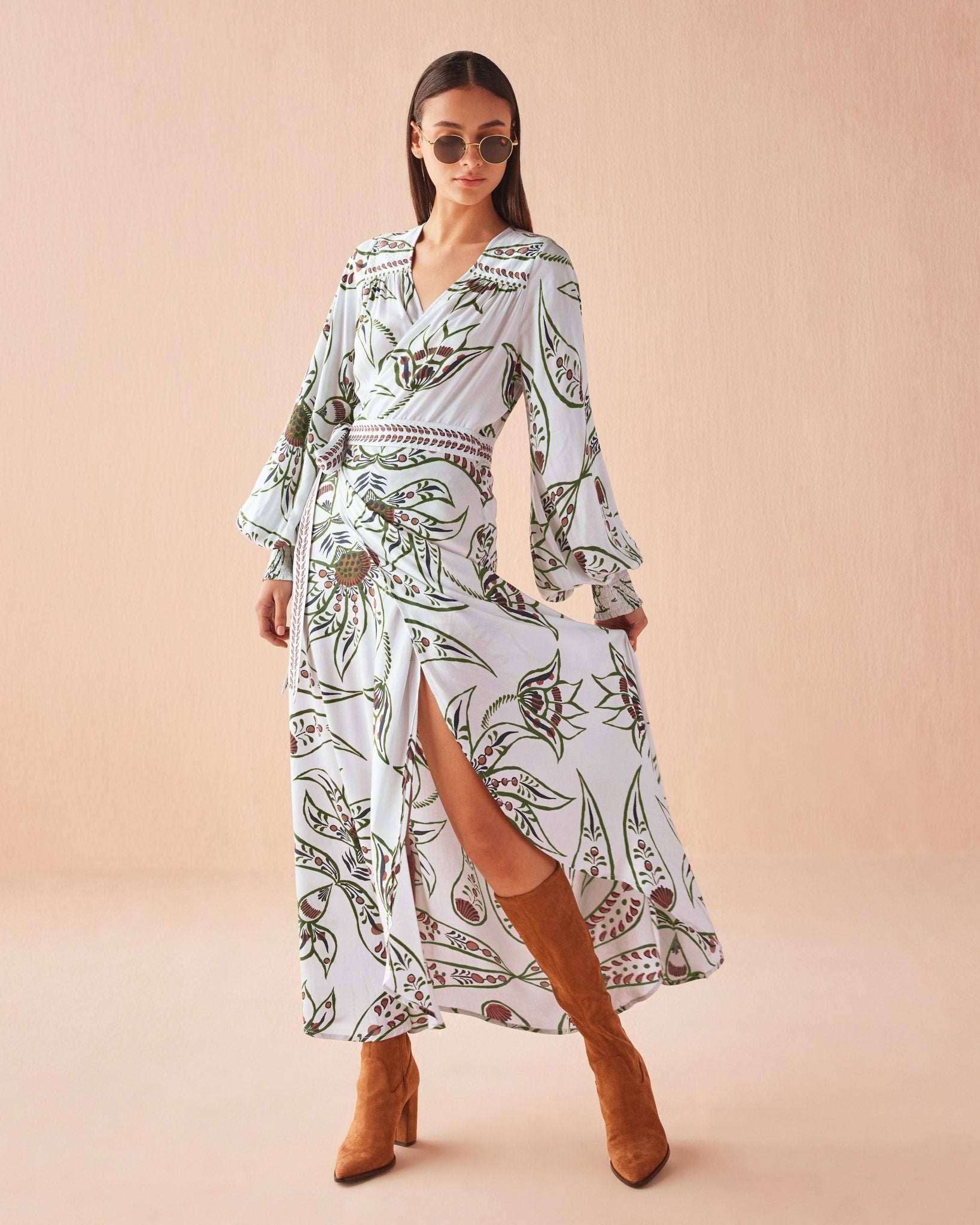 Lorelei Wrap Dress DIYA POWDER - Omika