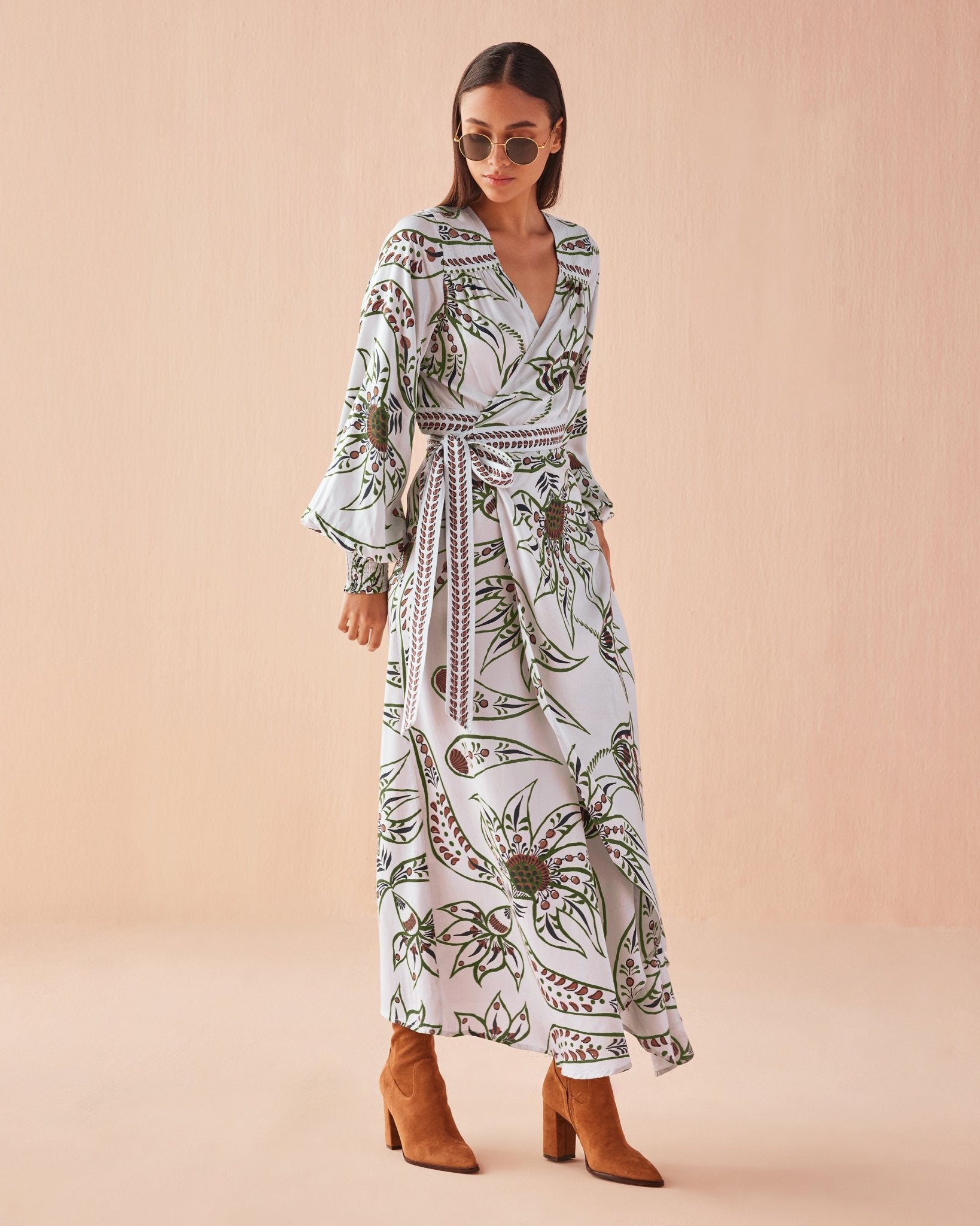 Lorelei Wrap Dress DIYA POWDER - Omika