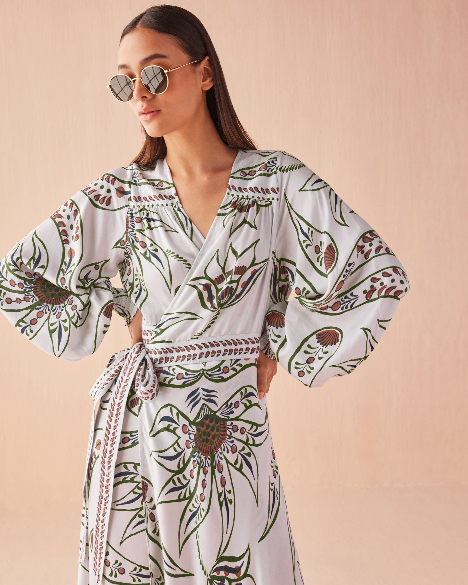 Lorelei Wrap Dress DIYA POWDER - Omika