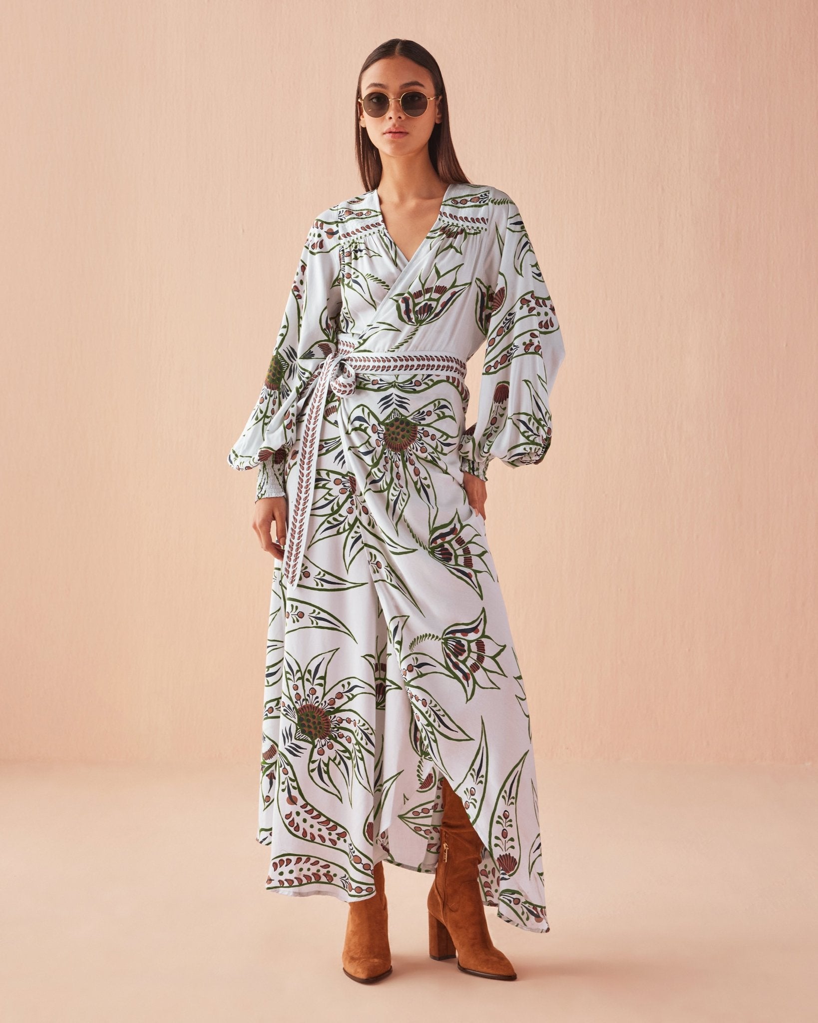 Lorelei Wrap Dress DIYA POWDER - Omika