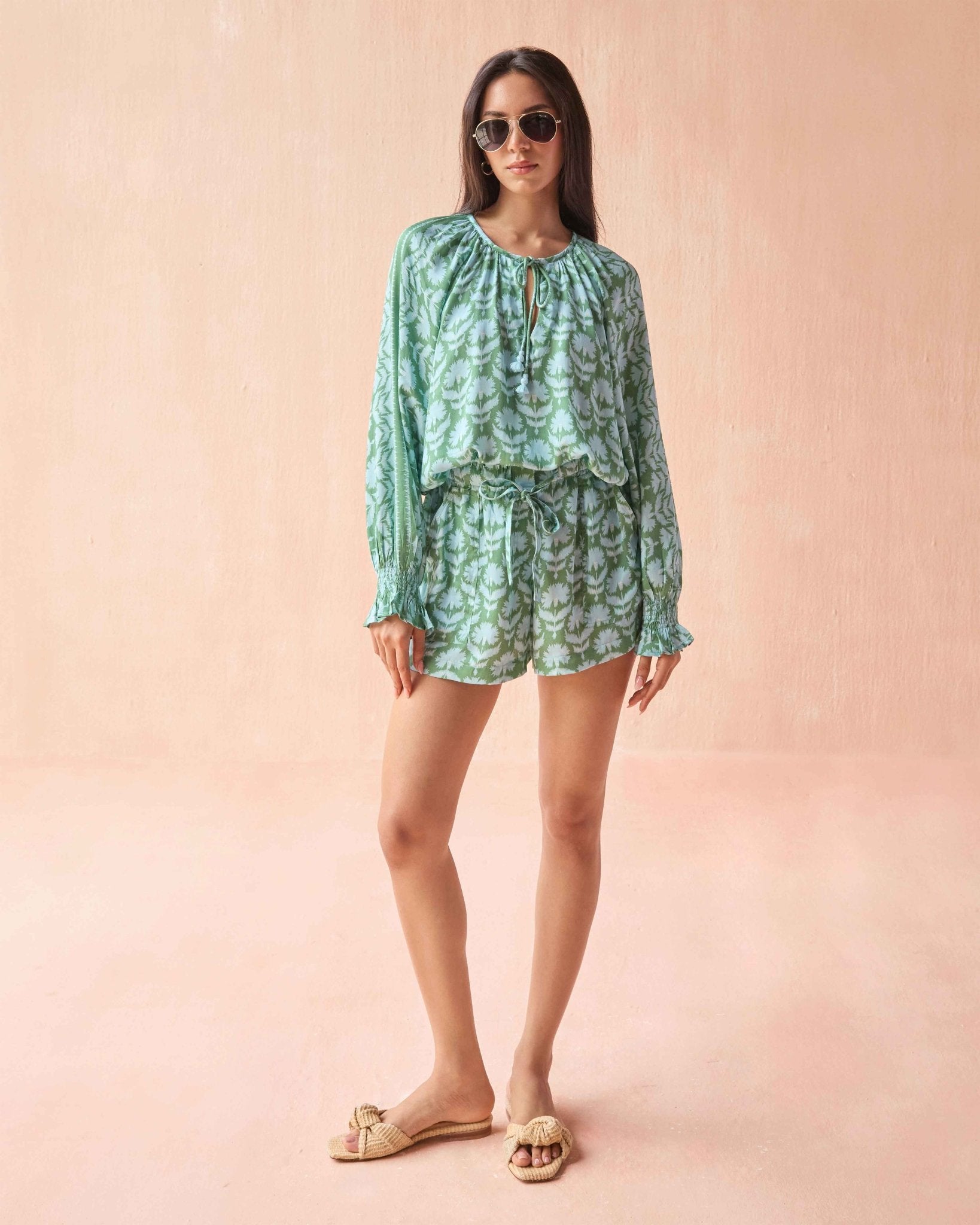 Riviera Blouse MARLIE MATCHA - Omika