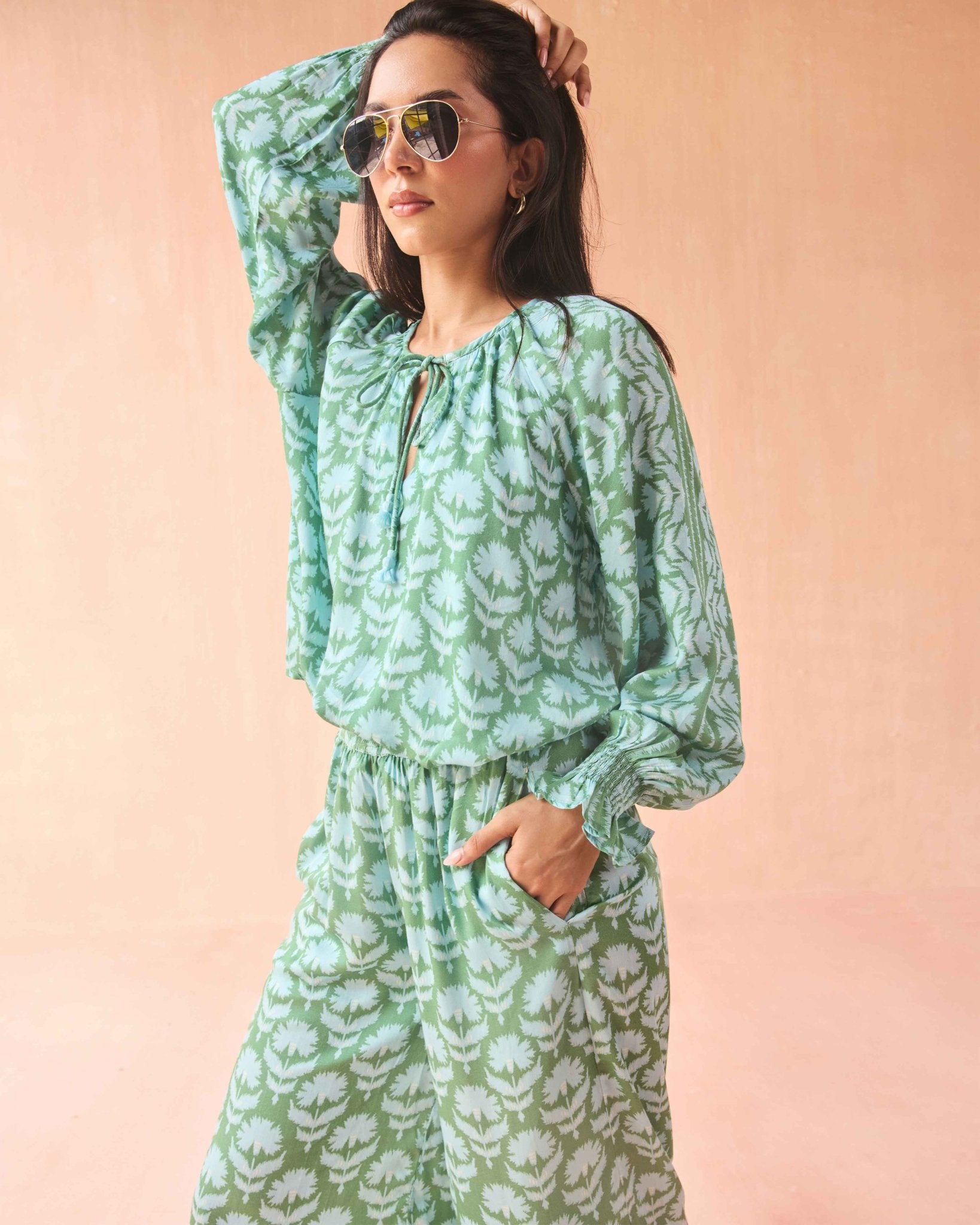 Riviera Blouse MARLIE MATCHA - Omika