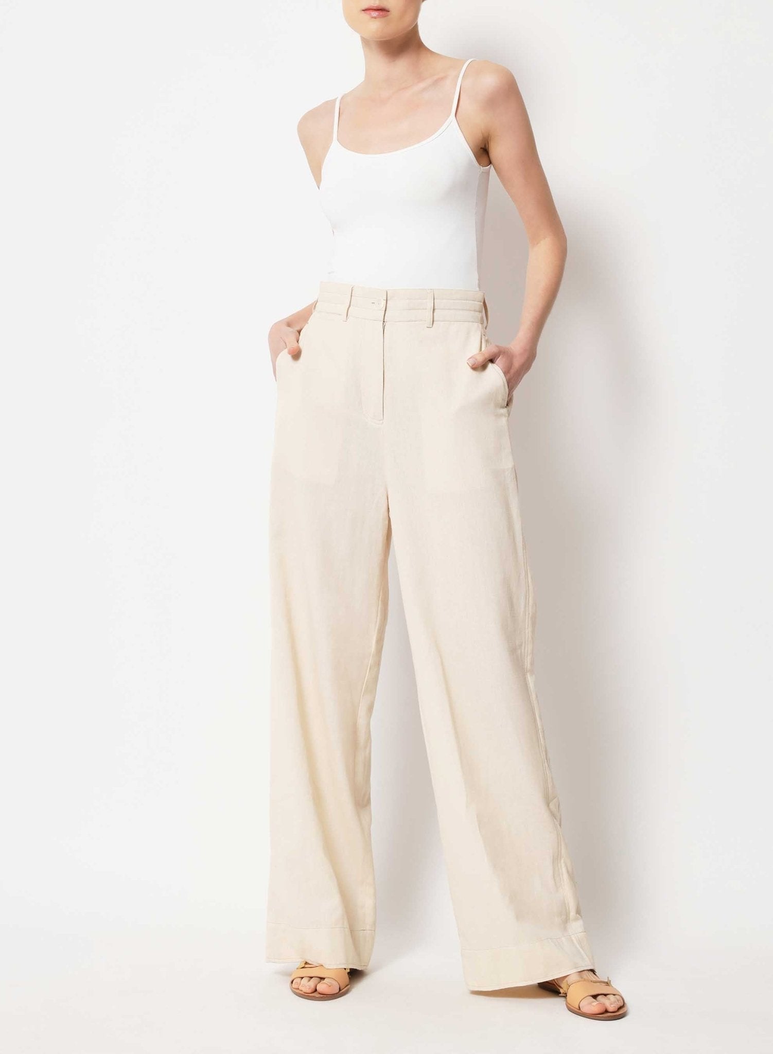 Roma Pant Solid Ivory - Omika