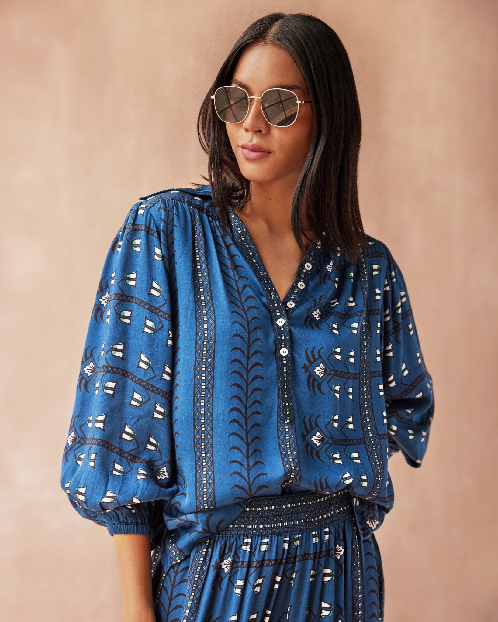 Sierra Blouse MALVA INDIGO - Omika